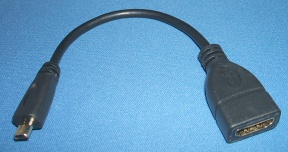 Image of MicroHDMI male to HDMI female adaptor cable/lead
