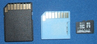 Image of microSD to short SD adaptor for the Raspberry Pi