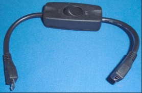 Image of USB Power and Data cable/lead from Atrix Lapdock to Raspberry Pi Zero including power switch