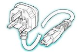 Image of Mains power cable/lead, 13A UK plug - Clover Leaf IEC plug (3m)