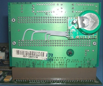 Image of Replacement Clock (RTC) & CMOS RAM module for RiscPC (Mounted on a two slot backplane)
