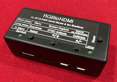 Image of RGBtoHDMI - HDMI adaptor with Audio board Monochrome PAL/NTSC video version Cased with Pi0 and cable