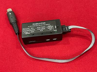 Image of RGBtoHDMI - HDMI adaptor for BBC Acorns (B, Electron, Master etc.) and Amstrad CPC Cased with Pi0, analogue board and cable