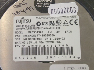 Image of Refurbished 3.5" IDE drive: Fujitsu 4.3GB MCP3043AT