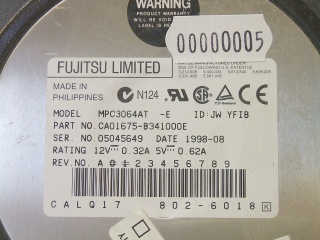 Image of Refurbished 3.5" IDE drive: Fujitsu 6.4GB MPC3064AT