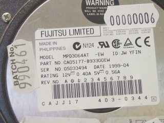 Image of Refurbished 3.5" IDE drive: Fujitsu 6.4GB MPD3064AT