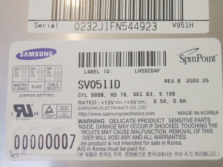 Image of Refurbished 3.5" IDE drive: Samsung 5.1GB SV0511D