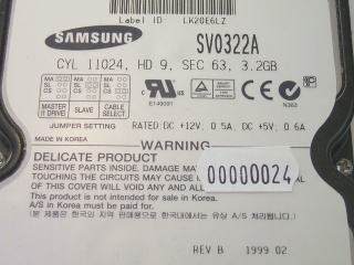 Image of Refurbished 3.5" IDE drive: Samsung 3.2GB SV0322A