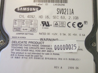 Image of Refurbished 3.5" IDE drive: Samsung 2.1GB SV0211A