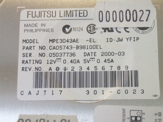 Image of Refurbished 3.5" IDE drive: Fujitsu 4.3GB MPE3043AE