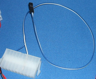 Image of 20pin ATX connector to two pin plug for PandaBoard Power Control Module