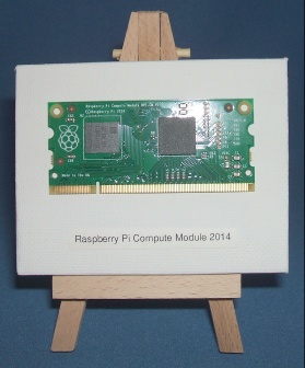 Image of Raspberry Pi Compute Module, Mounted and on a frame with title