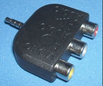 Image of 4 pole Audio/Video splitter for Raspberry Pi B+, 2 & 3, 4pole to three phono