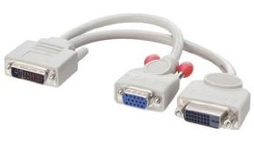 Image of DVI/VGA Splitter cable/lead, DVI-I plug to DVI-D & SVGA sockets (20cm)