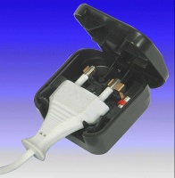 Image of European to UK plug converter (Black)