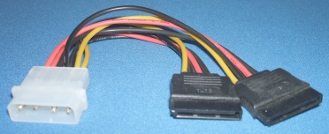 Image of Hard drive IDE (Molex) to 2x SATA power adaptor cable/lead