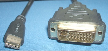Image of MiniHDMI to DVI-I male Cable/lead (1m)