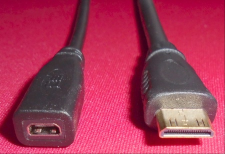 Image of MiniHDMI male to microHDMI female Cable/lead (30cm)