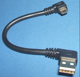 Image of Left angle microUSB Cable/lead to right-angle USB A plug lead (15cm)