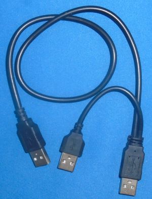 Image of USB A-USB A Y Power & Data Cable/Lead suitable for External Hard Drive etc.